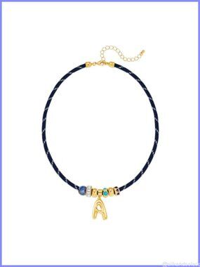 Bubble Letter A Initial Pendant Necklace Paracord Cord Adjustable